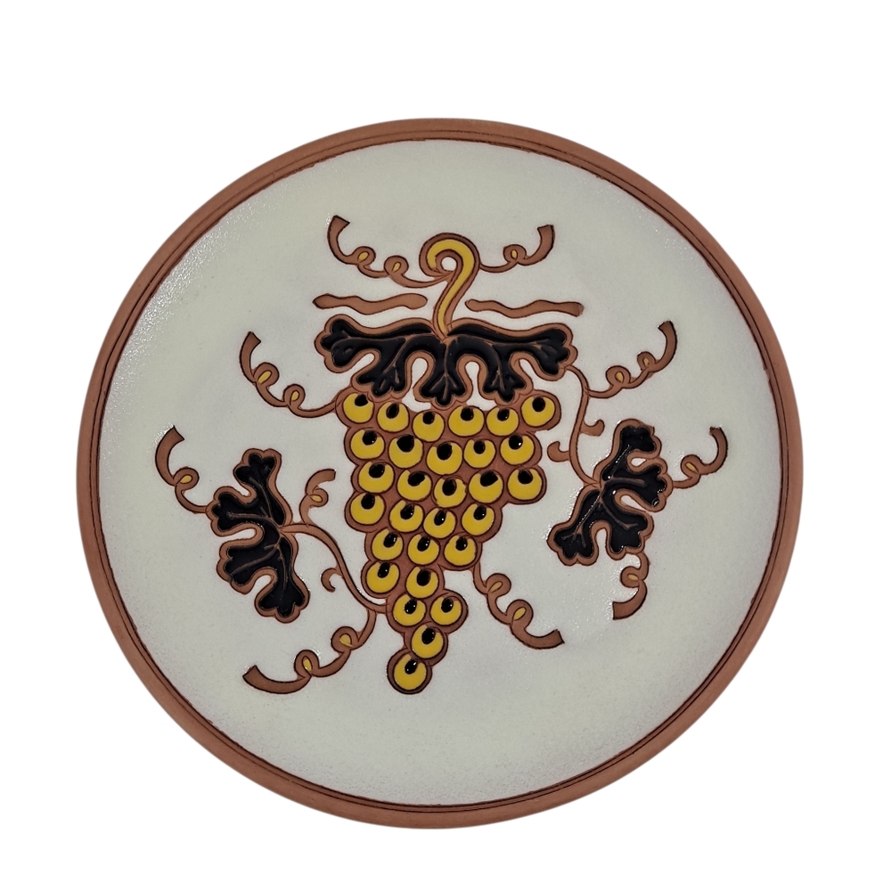 Handmade Bonis Pottery Grapes Terracotta Plate Made In Greece